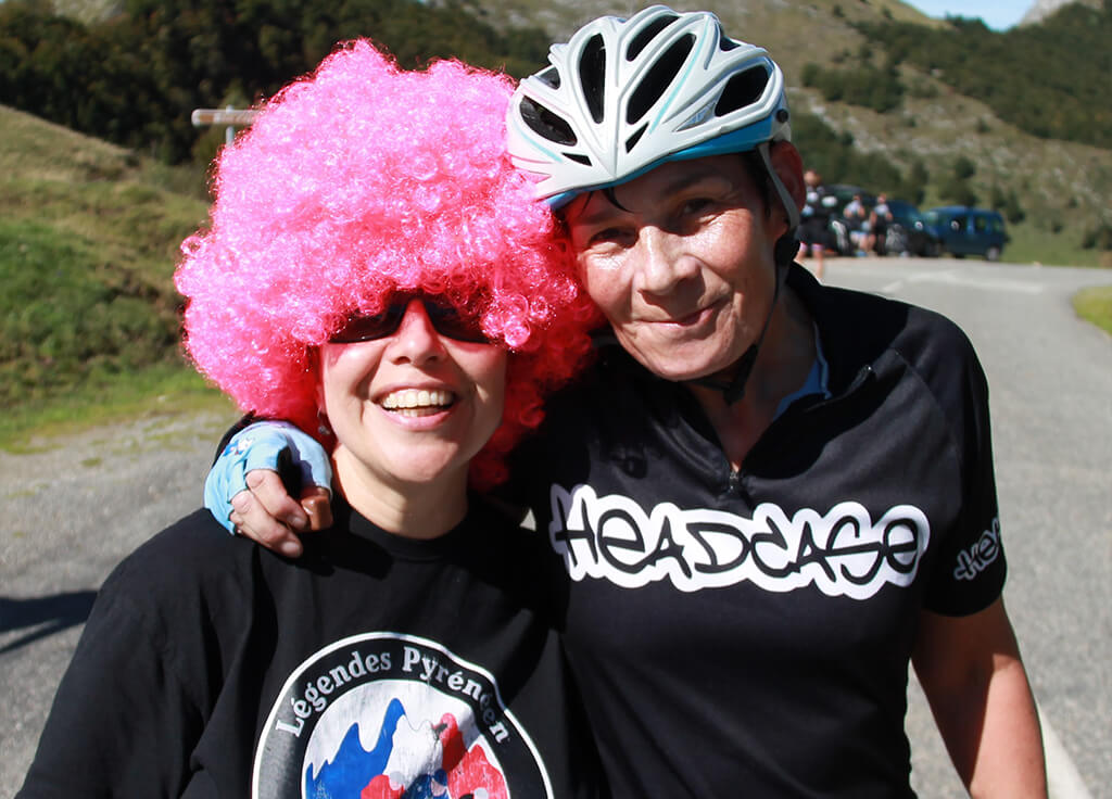 Female cyclists raising funds in the Pyrenees to find a cure for Glioblastoma (GBM)